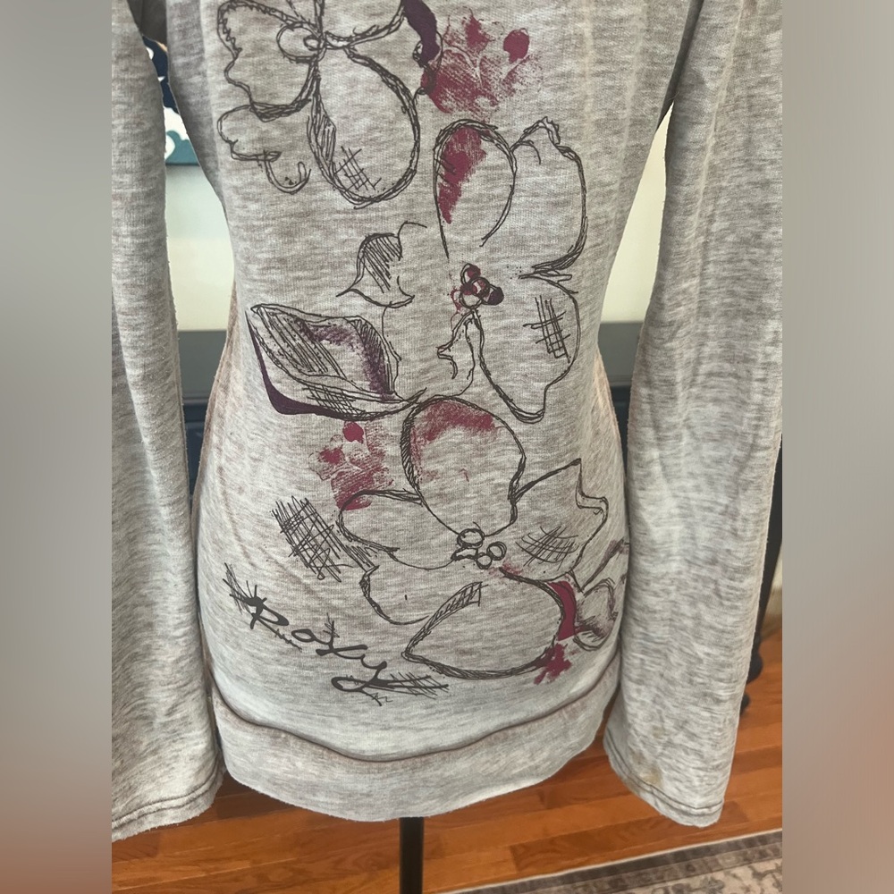 Roxy Burnout Wheat Colored Lightweight Hooded Top… - image 2